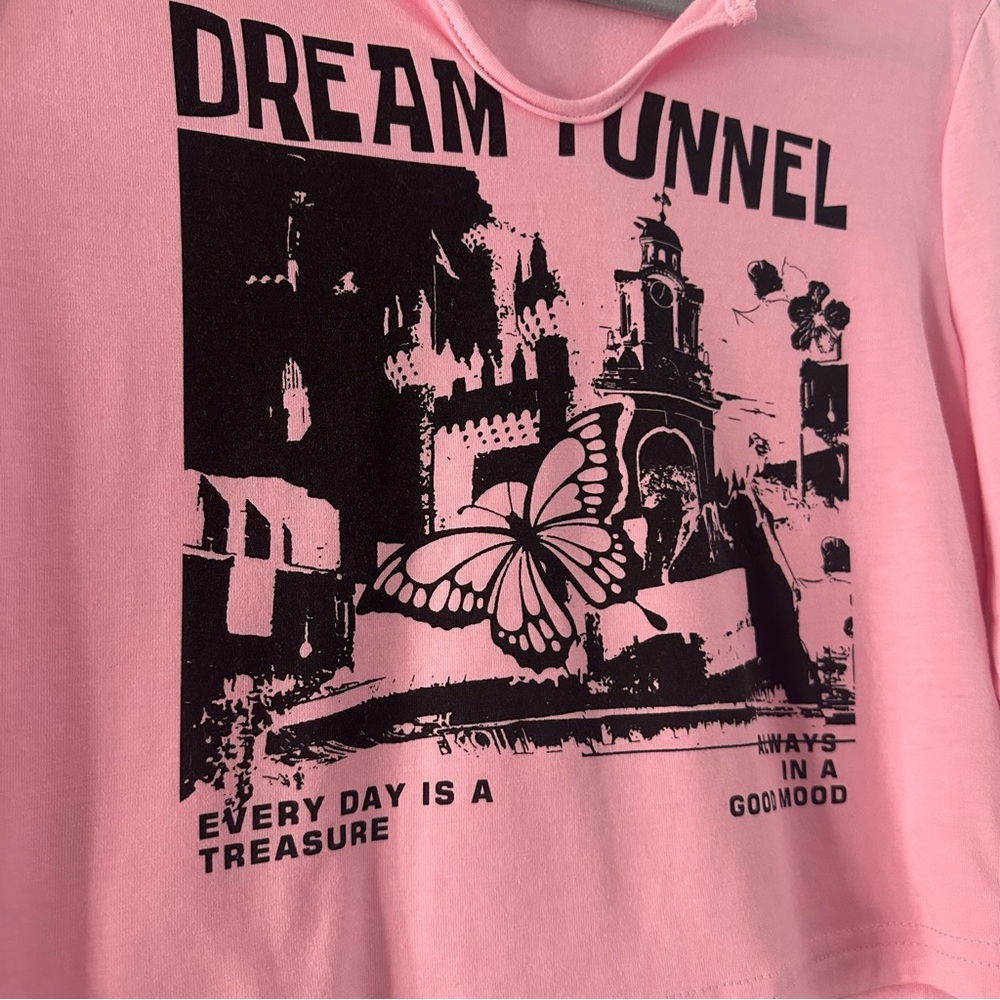 SHEIN Pink Graphic Long Sleeve Crop Top - Picture 4 of 6